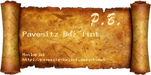 Pavesitz Bálint névjegykártya